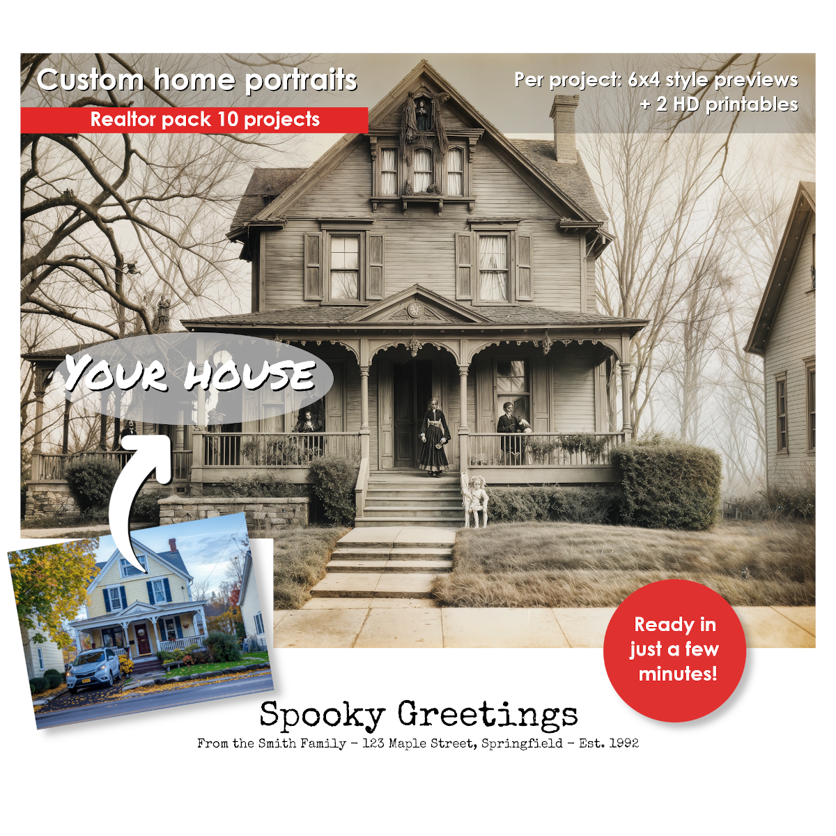 Custom House Portrait | Realtor Pack 10 projects