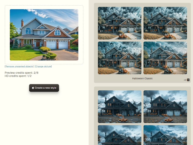 Screen capture of house portrait style preview.