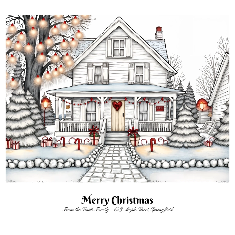 Winter Coloring: Holiday kids' activity or family handout.