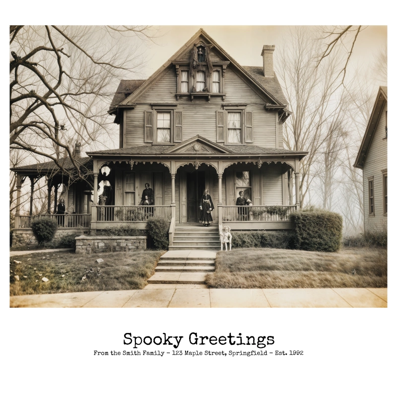 Creepy House Portrait: Perfect for Halloween open house invites.
