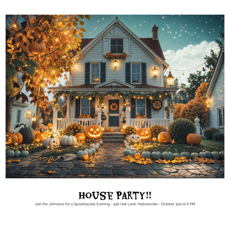 Halloween Party: Ideal for autumn party invites and mailers.