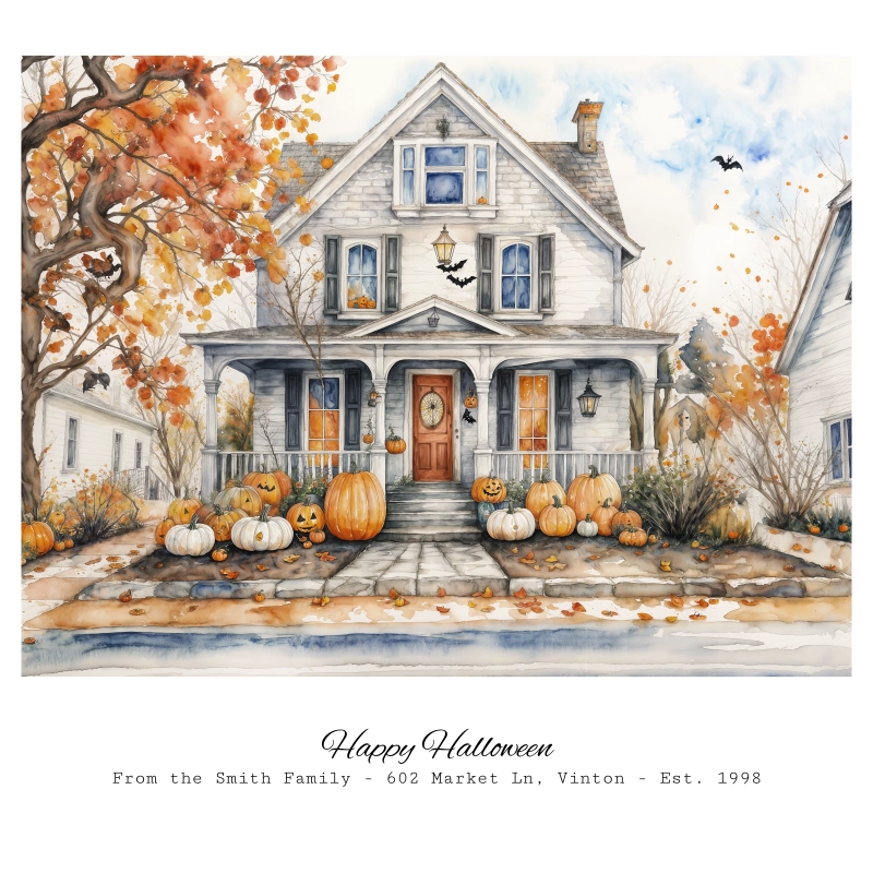 Halloween Watercolor: A thoughtful client gift during spooky season.